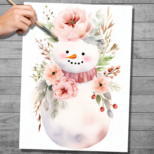 Shabby Chic Snowman 2 Decoupage Paper Seidenpapier