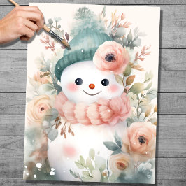 Shabby Chic Snowman 3 Decoupage Paper Seidenpapier