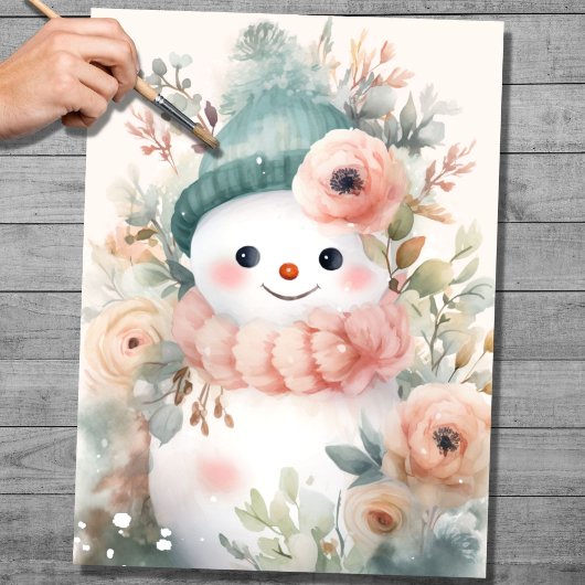 Shabby Chic Snowman 3 Decoupage Paper Seidenpapier