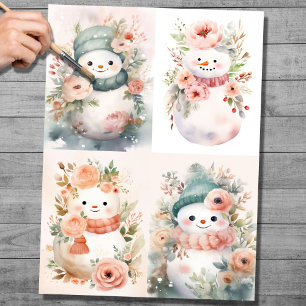 Shabby Chic Snowman Collage 1 Dekoupage Paper Seidenpapier