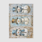 Shabby Chic Snowmen Blue Gold EL8R Decoupage Seidenpapier (Vorderseite)