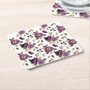 Shabby Chic Sommer  Blumengarten Lila Blumenmuster Rechteckiger Pappuntersetzer