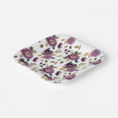 Shabby Chic Sommerblumengarten Lila Blumen Pappteller (Gewinkelt)