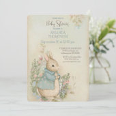 Shabby Chic Spring Rabbit Baby Dusche Einladung (Stehend Vorderseite)