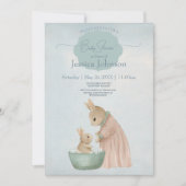 Shabby Chic Spring Rabbit Baby Dusche Einladung (Vorderseite)
