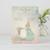 Shabby Chic Spring Rabbit Baby Dusche Einladung (Stehend Vorderseite)