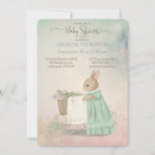 Shabby Chic Spring Rabbit Baby Dusche Einladung (Vorderseite)