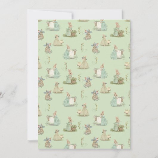 Shabby Chic Spring Rabbit Baby Dusche Einladung (Rückseite)