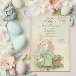 Shabby Chic Spring Rabbit Baby Dusche Einladung