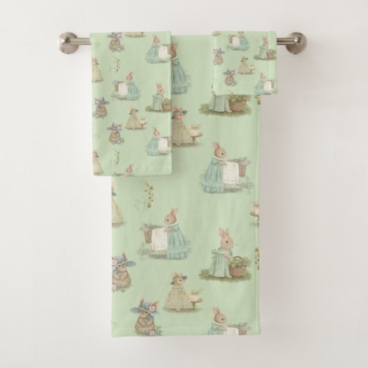 Shabby Chic Spring Rabbit Badhandtuch Set (Insitu)