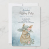 Shabby Chic Spring Rabbit Birthday Einladung (Vorderseite)