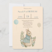 Shabby Chic Spring Rabbit Birthday Einladung (Vorderseite)