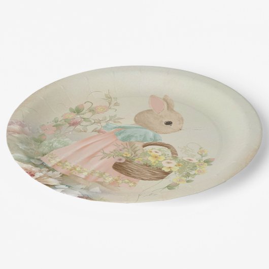 Shabby Chic Spring Rabbit Pappteller (Schrägansicht)