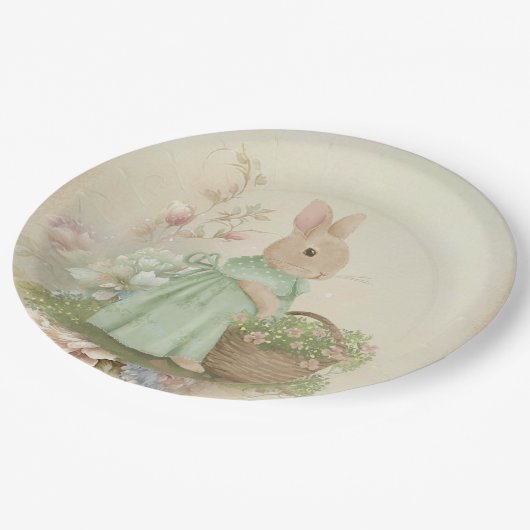 Shabby Chic Spring Rabbit Pappteller (Schrägansicht)