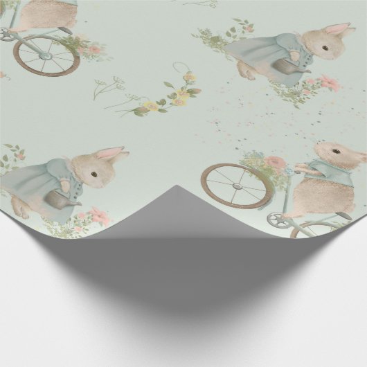 Shabby Chic Spring Rabbit Wrapping Paper Geschenkpapier (Ecke)
