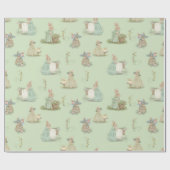 Shabby Chic Spring Rabbit Wrapping Paper Geschenkpapier (Flach)
