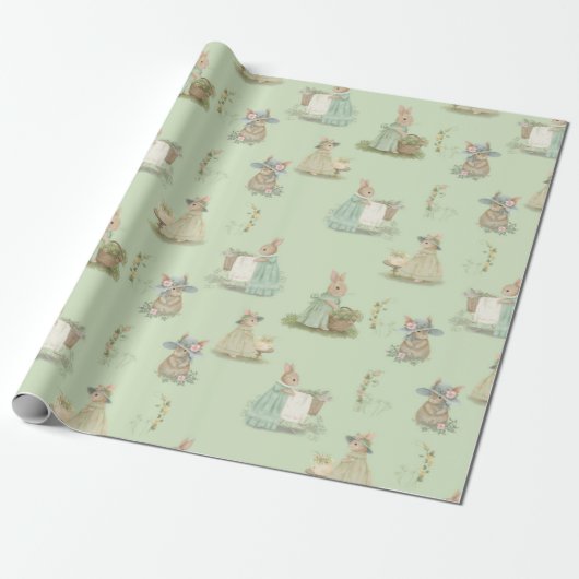 Shabby Chic Spring Rabbit Wrapping Paper Geschenkpapier (Ungerollt)