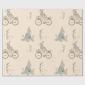 Shabby Chic Spring Rabbit Wrapping Paper Geschenkpapier (Flach)