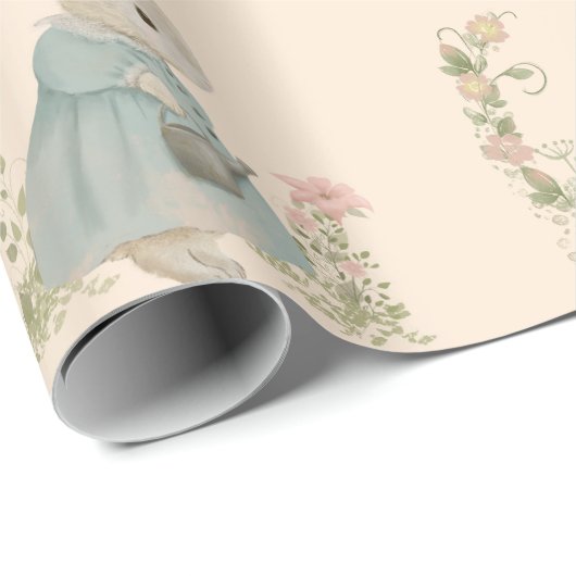 Shabby Chic Spring Rabbit Wrapping Paper Geschenkpapier (Rolleneckpunkt)