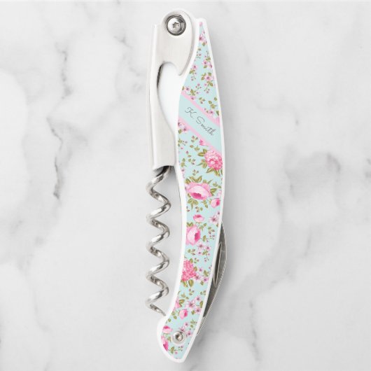 Shabby Chic Spring Watercolor Blume Muster Kellnermesser (Vorderseite)