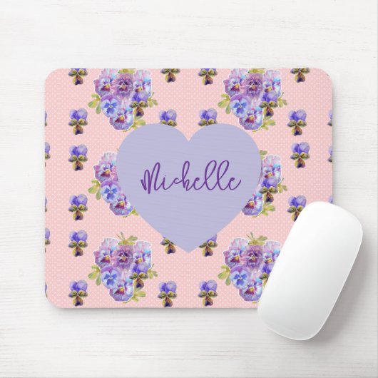 Shabby Chic Stiefmütterchen Lila Blumenmauspad Mousepad (Mit Mouse)