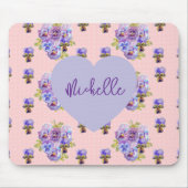 Shabby Chic Stiefmütterchen Lila Blumenmauspad Mousepad (Vorne)
