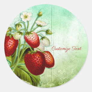 Shabby Chic Strawberry Patch personalisieren Runder Aufkleber