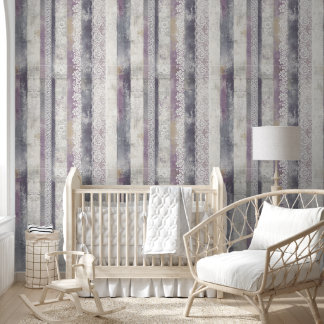 Shabby Chic Streifen Lavendel Creme Rustikal Tapete