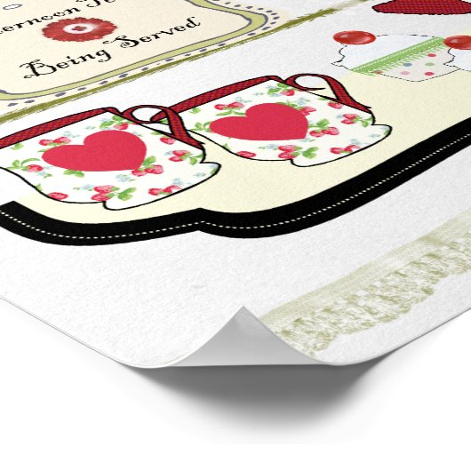 Shabby Chic Style Kitchen Wall Deco Cup of Tea Poster (Ecke)