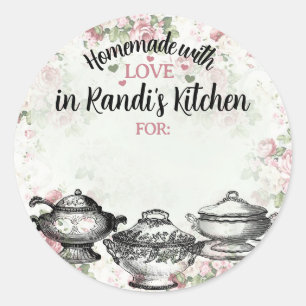 Shabby Chic Suppenterrinen Etiketten für Lebensmit Runder Aufkleber