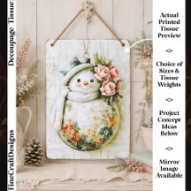 Shabby Chic Süße Florale Schneemann FT6R Decoupage