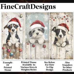 Shabby Chic Süße Weihnachts Hund Hunde AM6 Decoupa Seidenpapier