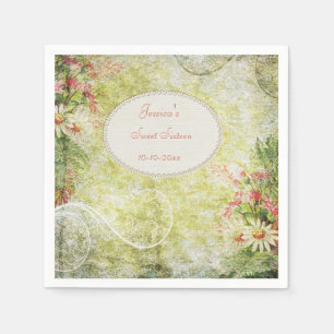 Shabby Chic-süßer Bonbon 16 u. Wildblumen Serviette