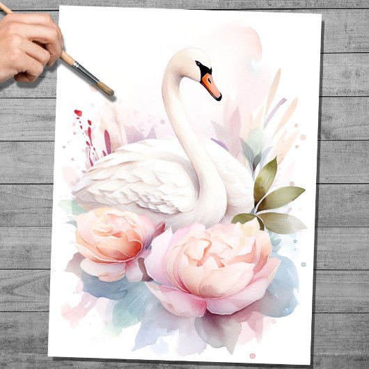 Shabby Chic Swan 1 Decoupage Paper Seidenpapier