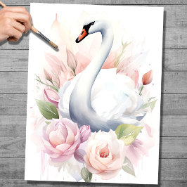 Shabby Chic Swan 2 Decoupage Paper Seidenpapier