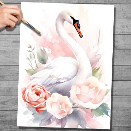 Shabby Chic Swan 3 Decoupage Paper Seidenpapier