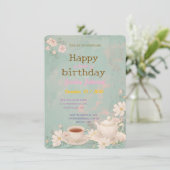 Shabby Chic Tea Party Einladung (Stehend Vorderseite)