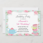 Shabby Chic Tea Party Geburtstag Einladung (Vorderseite)