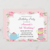 Shabby Chic Tea Party Geburtstagsfeier Einladung (Vorne/Hinten)