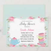 Shabby Chic Tea Party Kinderdusche Einladung (Vorne/Hinten)