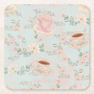 Shabby Chic Tea Party Rechteckiger Pappuntersetzer