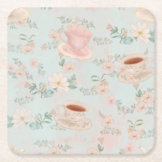 Shabby Chic Tea Party Rechteckiger Pappuntersetzer (Vorderseite)