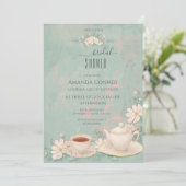 Shabby Chic Tee Party Brautparty Einladung (Stehend Vorderseite)