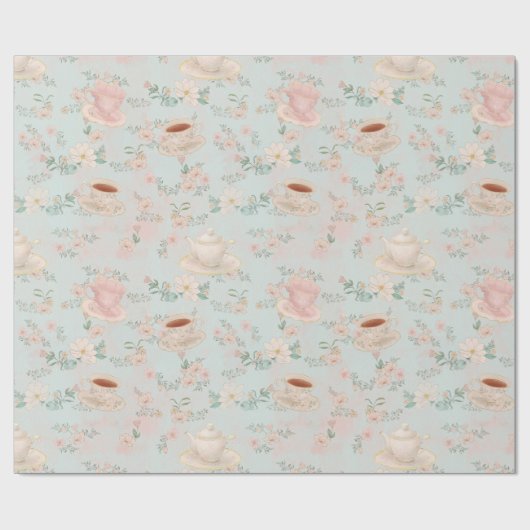 Shabby Chic Tee Party Brautparty Geschenkpapier (Flach)