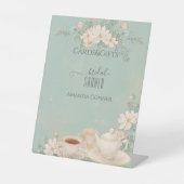 Shabby Chic Tee Party Brautparty Karte & Geschenk Sockelschild (Vorderseite)