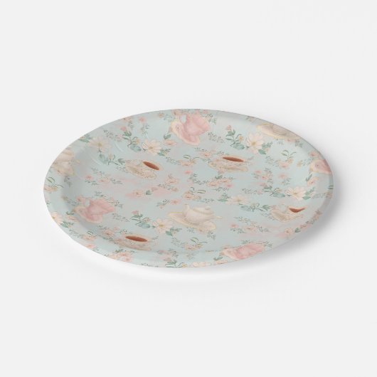 Shabby Chic Tee Party Brautparty Pappteller (Schrägansicht)