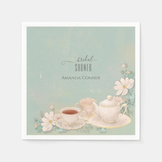 Shabby Chic Tee Party Brautparty Serviette (Vorderseite)