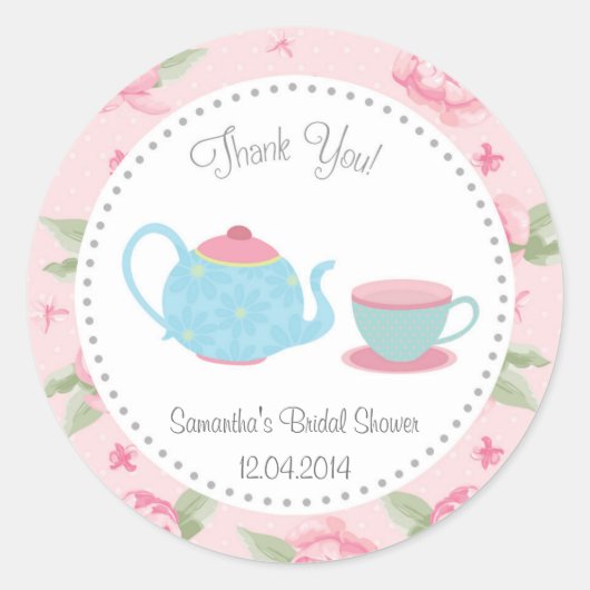 Shabby Chic Tee Party Brautparty Sticker (Vorderseite)