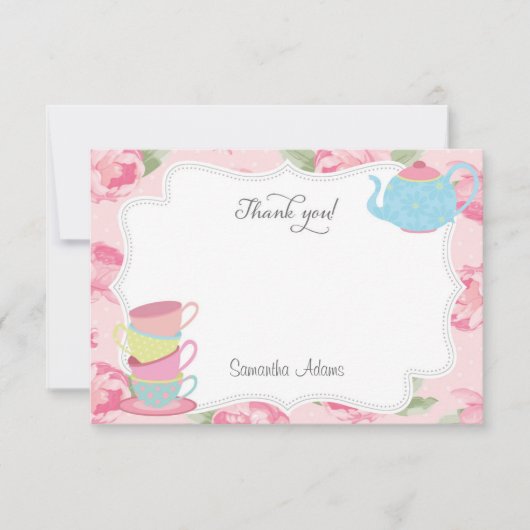 Shabby Chic Tee Party Danke Karte (Vorderseite)
