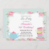 Shabby Chic-Tee-Party Einladung (Vorne/Hinten)